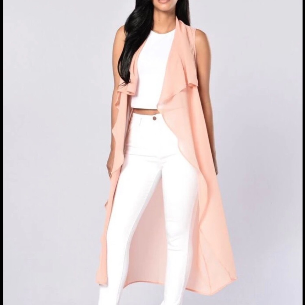 Fashion Nova “Sheer sass vest” blush, size small
